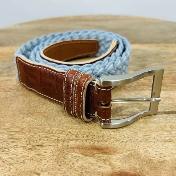Made By Hand In Italy Jonathan Ogilvy Men's 38 Leather Woven Braided Belt