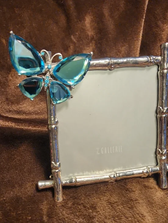 Z Gallerie Silver Frame with Blue-Green Crystal Butterfly