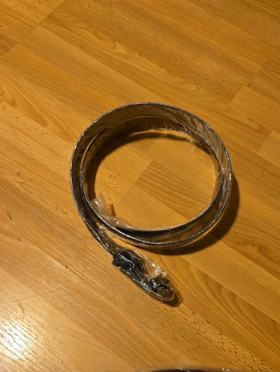 Prada Men’s Black Leather Belt with Silver Buckle
