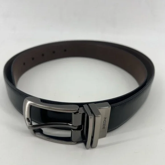 Boconi Men's Black/Brown  Reversible Leather Dress Belt Size 42/105