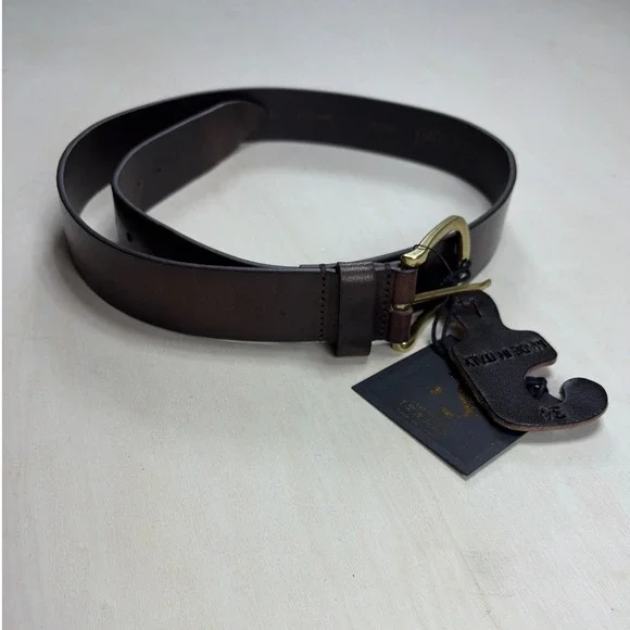 Fabio Corti Mens Dark Brown Leather Belt Made in Italy Gold Buckle 85 34