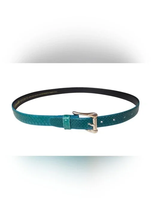 Collectif  Vintage Embossed Snake Skin Teal Belt