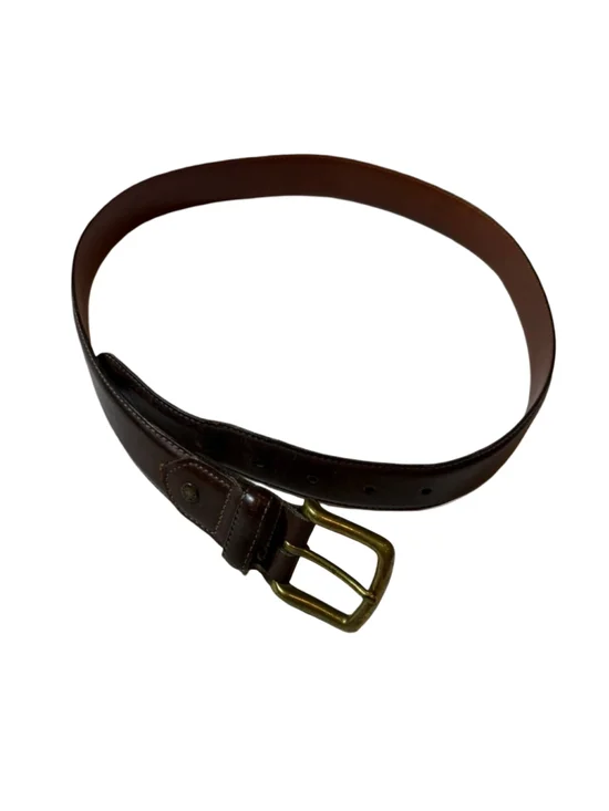 Vintage Brooks Brothers Brown Leather Brass Buckle Belt 36 Made Canada