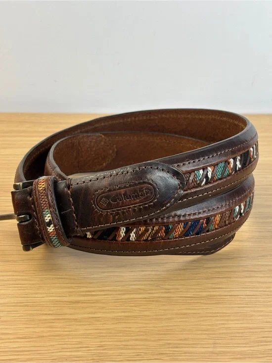 VTG Columbia Sportswear Colorful Southwestern/Aztec Woven Textile Inlay Belt