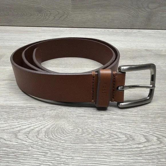 FOSSIL Men's Genuine Brown Leather Dress Belt Size 38 MB125222238 Very Nice