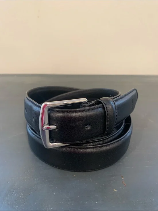 Polo by Ralph Lauren Black Leather Belt with Silver-Tone Buckle