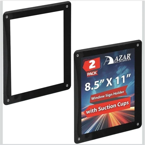 Azar Displays 106696-BLK-2PK 8.5x11 BLACK Window Display w/Suction Cups