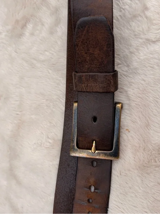 Carhartt Dark Brown Leather Belt with Brass Buckle