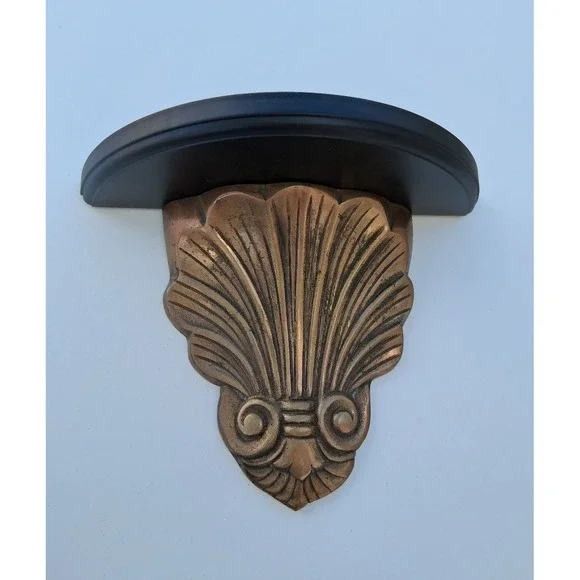 Vintage 1991 Decorative Wall Shelf Faux Bronze Corbel Hollywood Regency Accent