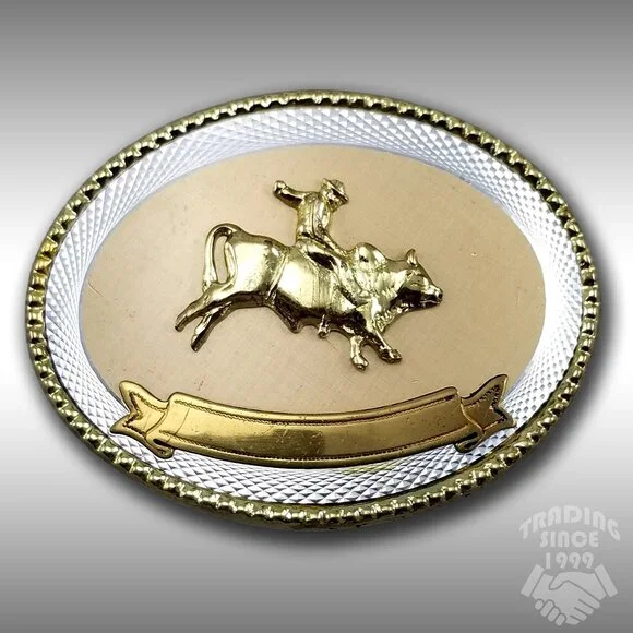 Belt Buckle Oval Bull Rider Rope Border Rodeo Western‎ Cowboy