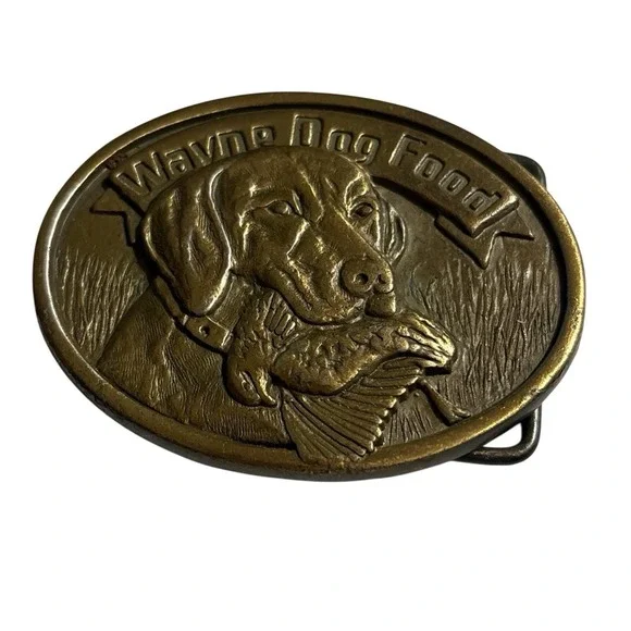 Brass Labrador‎ Hunting Belt Buckle Wayne Dog Food 50th Anniversary Vintage 1984