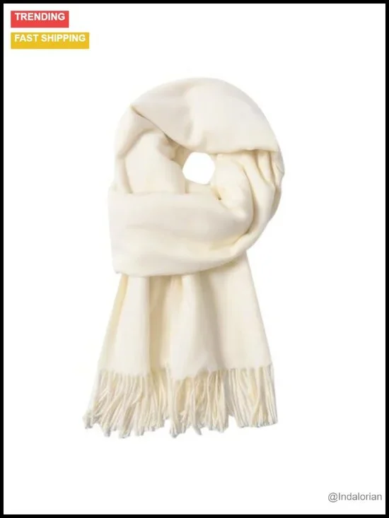 Soft Faux Polyester Winter Scarf with Tassels - Oversized Shawl Wrap
