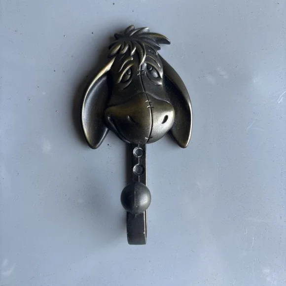 VINTAGE RARE Disney Eeyore Brass Metal Door Coat Hook/Hanger Made in Taiwan