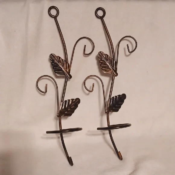 Elegant Brown Leaf Wall Hooks Candle Holders Wall Sconces