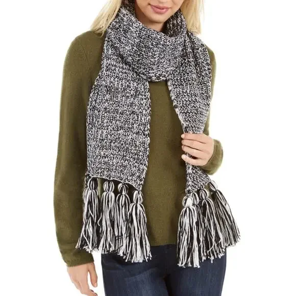 Calvin Klein Chunky Marled Knit Tassel Fringe Scarf NEW