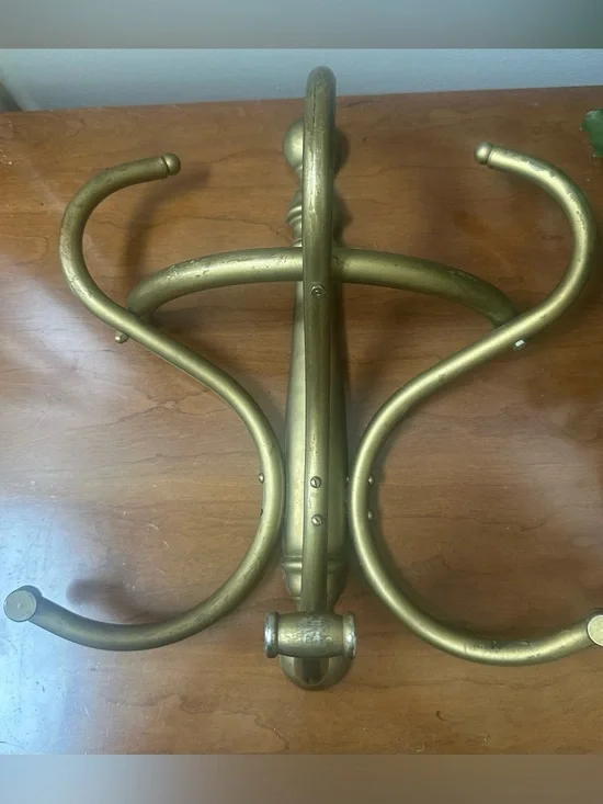 Vintage Brass Hollywood Regency Wall-Mounted Coat Rack