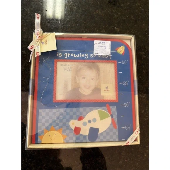 Gund Baby Happy Moments Growth‎ Chart Hanging New Boy w/stickers 9x40 Holds Pics