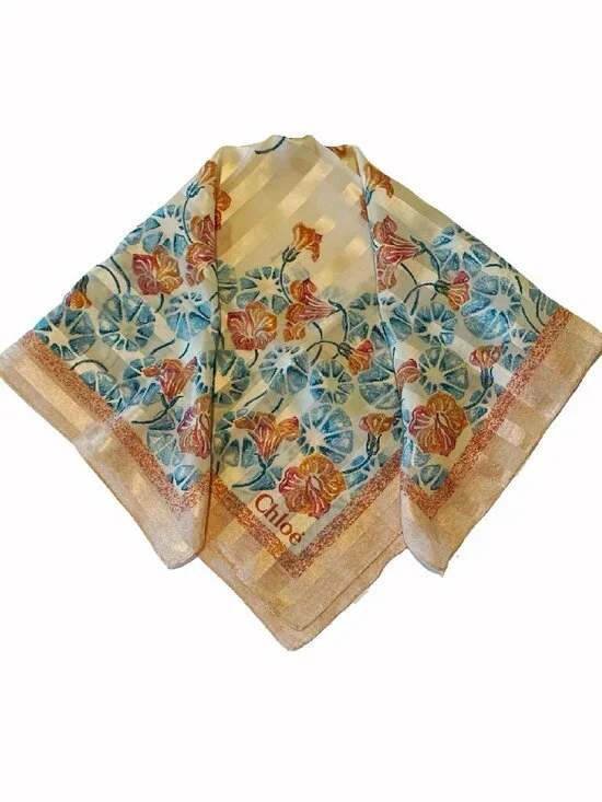 Chloé Floral Silk Cotton Blend Scarf