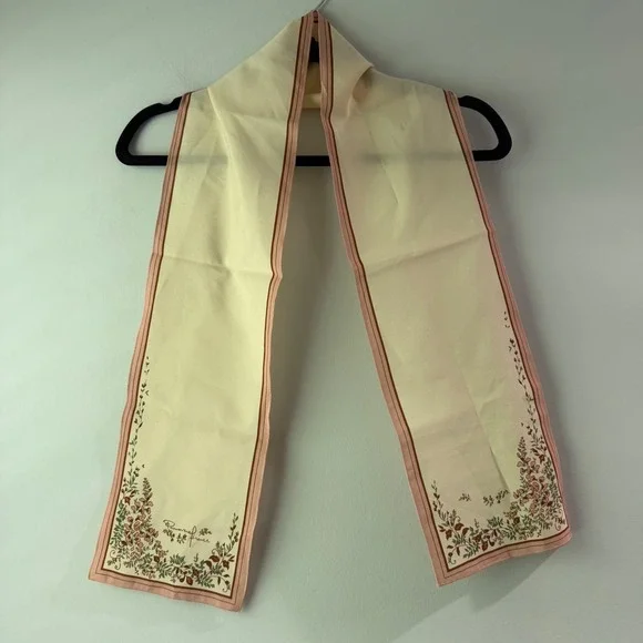 Primavera Firenze Scarf Womens OS Cream Pink Floral Silk Blend Excellent Italy