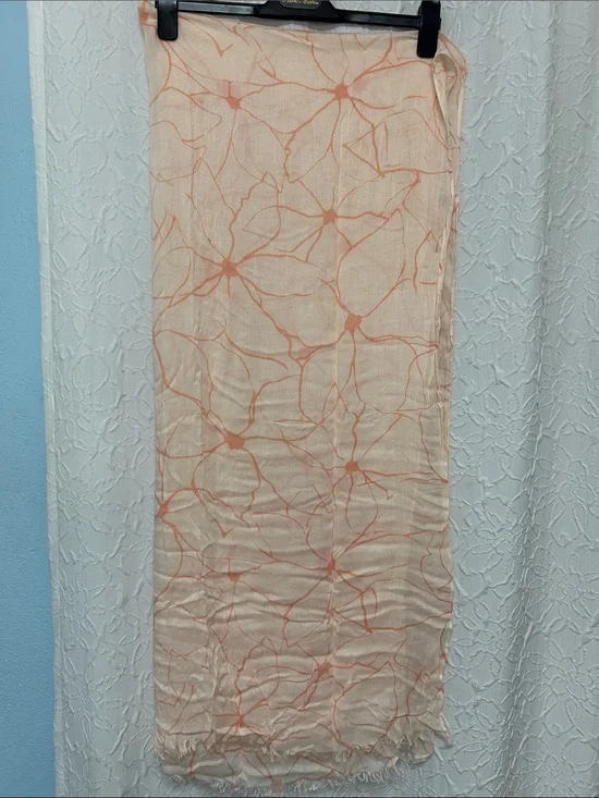 Banana Republic Peach Floral Print Lightweight Scarf