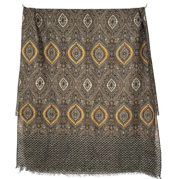Talbots Wool‎ Blend Scarf Brown/Blue Metallic