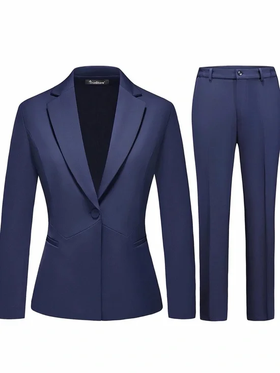 TronStore Women’s 2 Pc Business Suit XS Navy Blazer Pants Set NWT Career