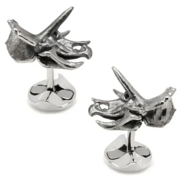 Velociraptor Dinosaur Skull Sterling Silver Cufflinks