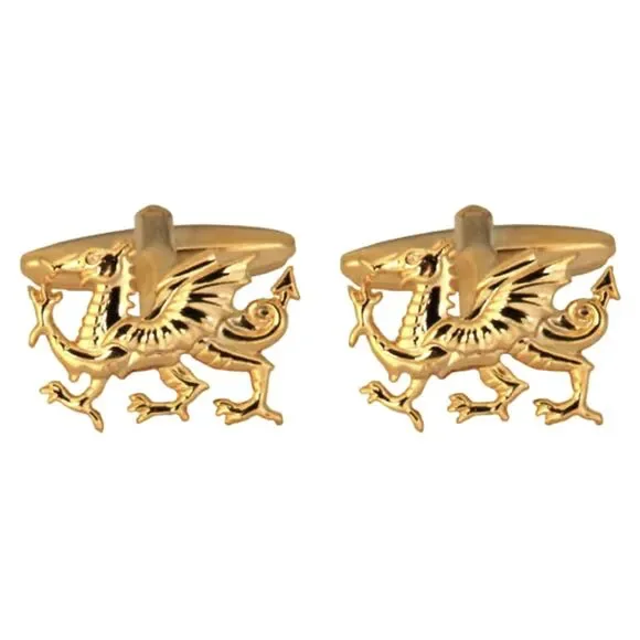 Welsh Dragon Gold Plate Cufflinks