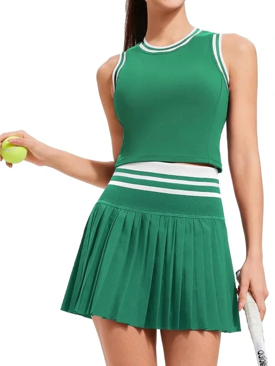 Airfree NWT Green Tennis Skirt & Sleeveless Crop Top Set Athletic Pickleball