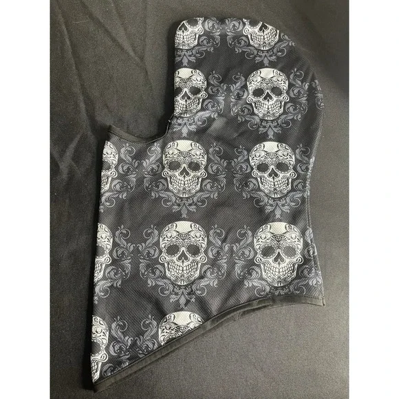Sugar Skull Balaclava Face Mask Black Grey Damask Gothic Tactical Ski Hood Mask