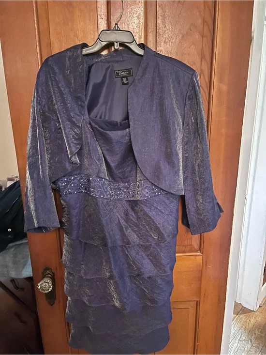 Dress Barn Purple Tiered Dress with Jacket
