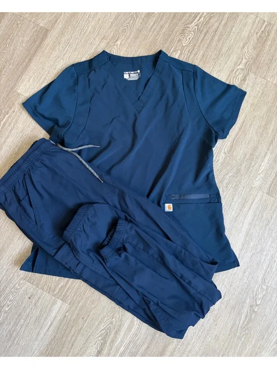 Carhartt Navy Blue Scrub Top and Pants Set