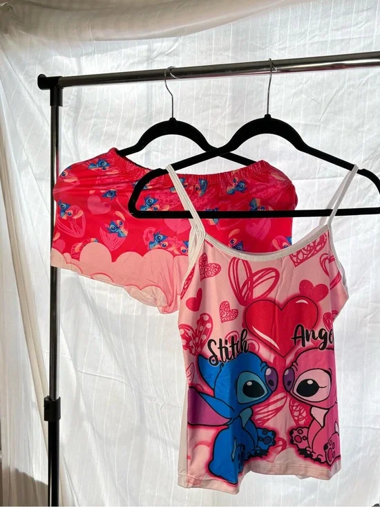 Stitch & Angel Pink Graphic Tank and Shorts Set