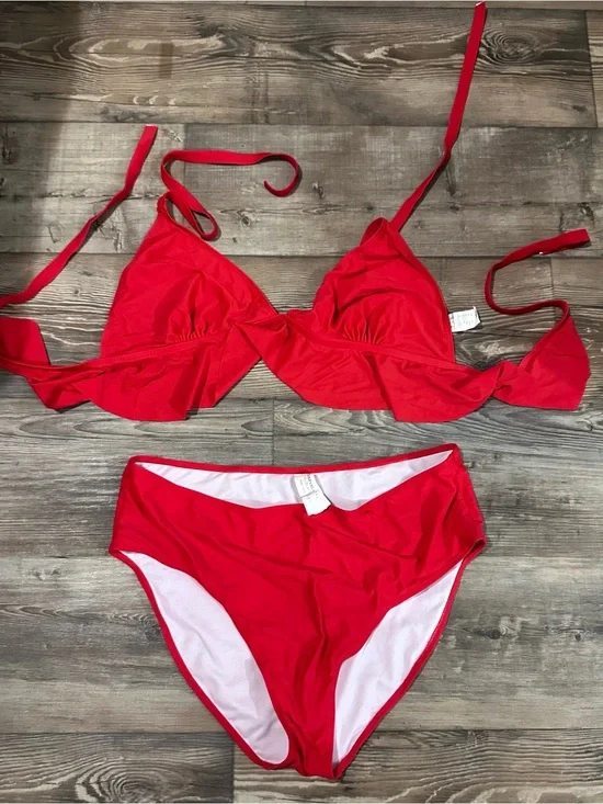 Boohoo Red Two-Piece Bikini Set