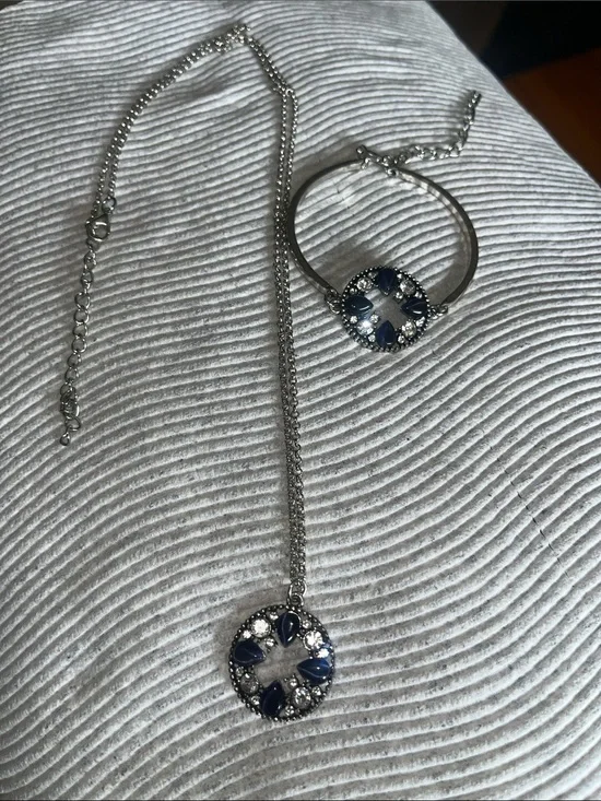 paparazzi Silver-Tone Necklace & Bracelet Set with Blue Stones