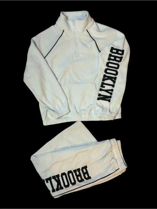 Pale Blue/White Brooklyn' Fleece Sweatshirt and Sweatpant Set