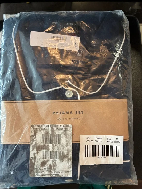 J. Crew Navy Pajama Set with White Piping