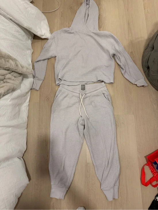 GAP Lavender Waffle Knit Hoodie & Joggers Set