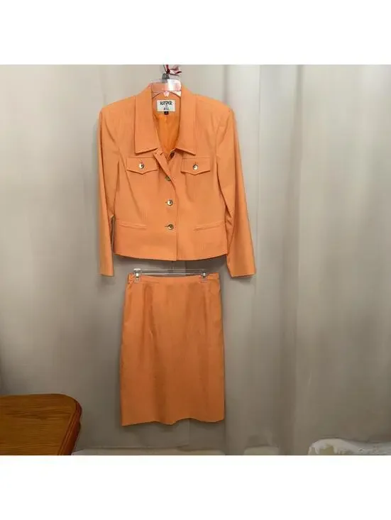 Kasper for A.S.L. Women’s 2-Piece Orange Skirt Suit Blazer & Skirt Set Size 12