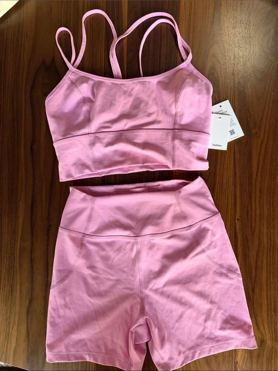 Seamless Pink Active Bralette & High-Waist Shorts Set