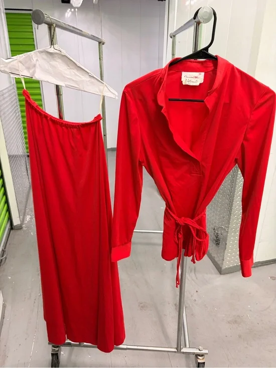 Country Miss size 14 Vintage Red Two-Piece Set - Wrap Top & Maxi Skirt