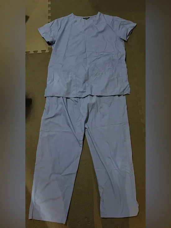 Light Blue Medical Scrub Top & Pants Set