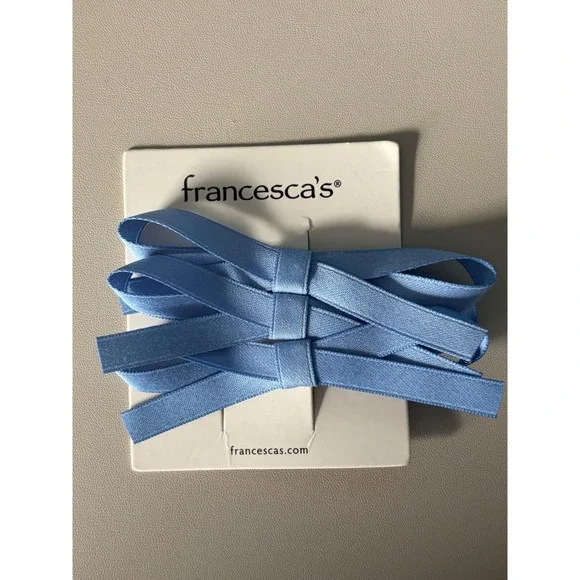 Francescas Blue Satin Bow Hair Clip 3 Pack Set PKMINIBOWC Alligator‎ Clips New