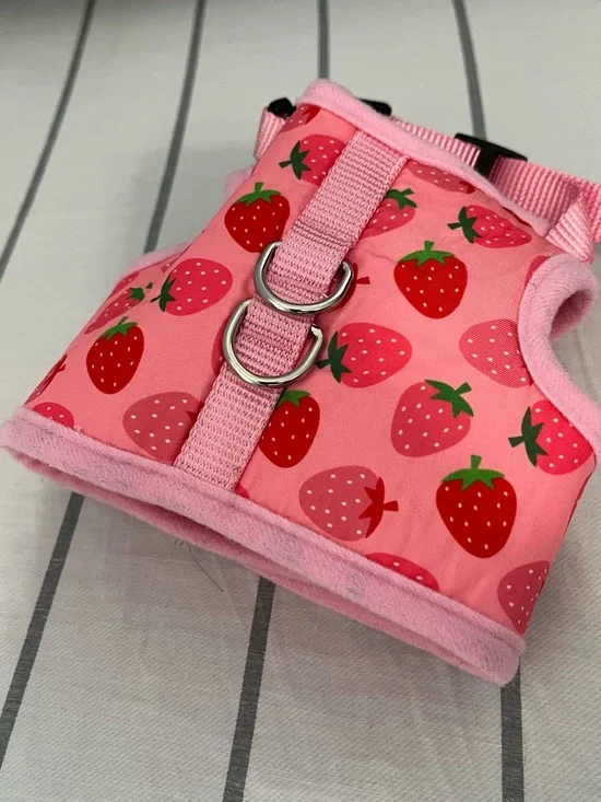 Pink Strawberry Print Pet Harness
