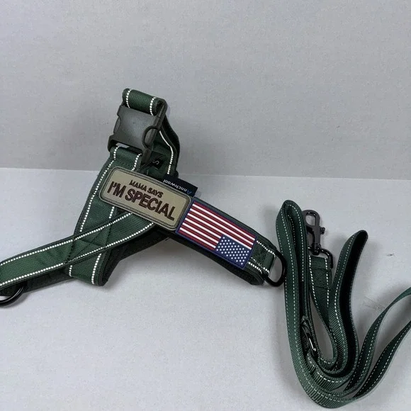 Annchwool No Pull Dog Harness Soft‎ Padded Handle Reflective Escape Proof Green