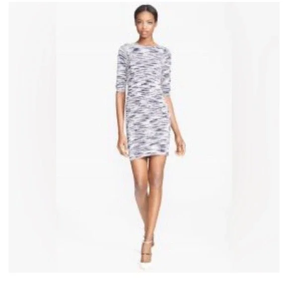Alice + Olivia‎ Knit Sweater Dress Women XS Navy White Bodycon Quiet Luxury