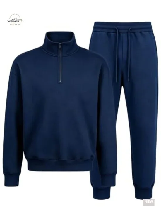 Mens Sweatsuit 2 Piece Set Quarter Zip Pullover Jogging Suit Athletic Outfit