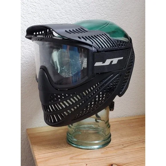 JT Paintball Face Mask Black Tactical Gear w/ Glasses Has Light Scratches‎