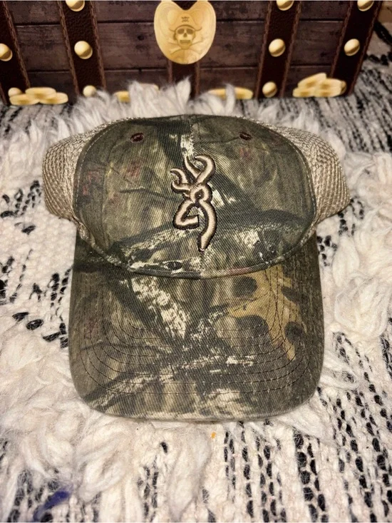 Browning Mossy Oak Treestand Camo Hat Grey Buckmark
