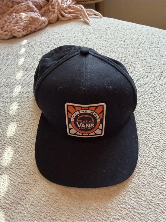 Vans Black Cap with Orange Logo Patch
